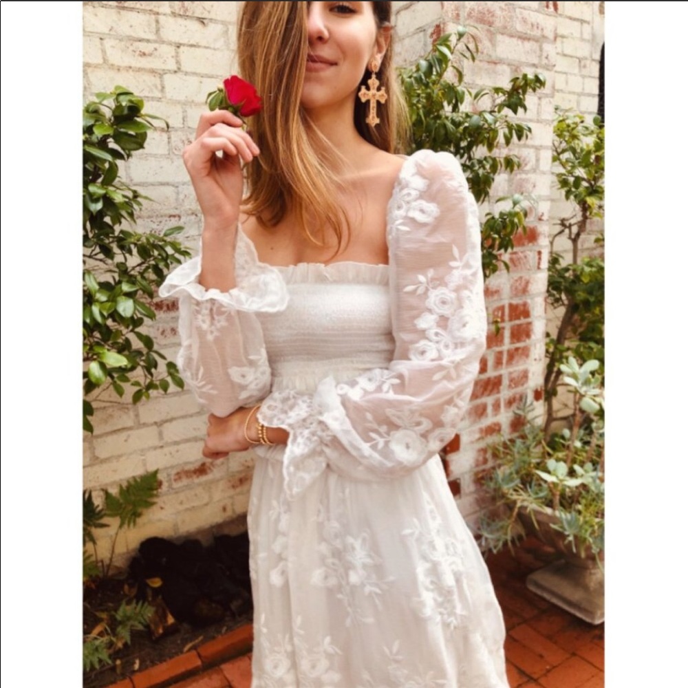 V. Chapman Magnolia White Lace Maxi Dress - 4